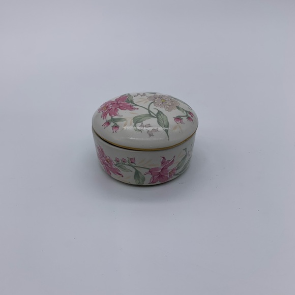 Vintage Prima Otagiri Japan Porcelain Pink White Floral With Gold Rim TrinketBox - Picture 2 of 12